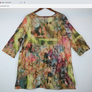 Bryn Walker Crinkly Floral Dress Art to Wear M
